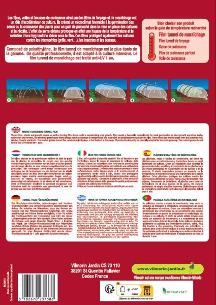 Croissance et protection des végétaux - Film Tunnel de Maraîchage - 2 m x 5 m - MEDIA_PACKAGING_VERSO